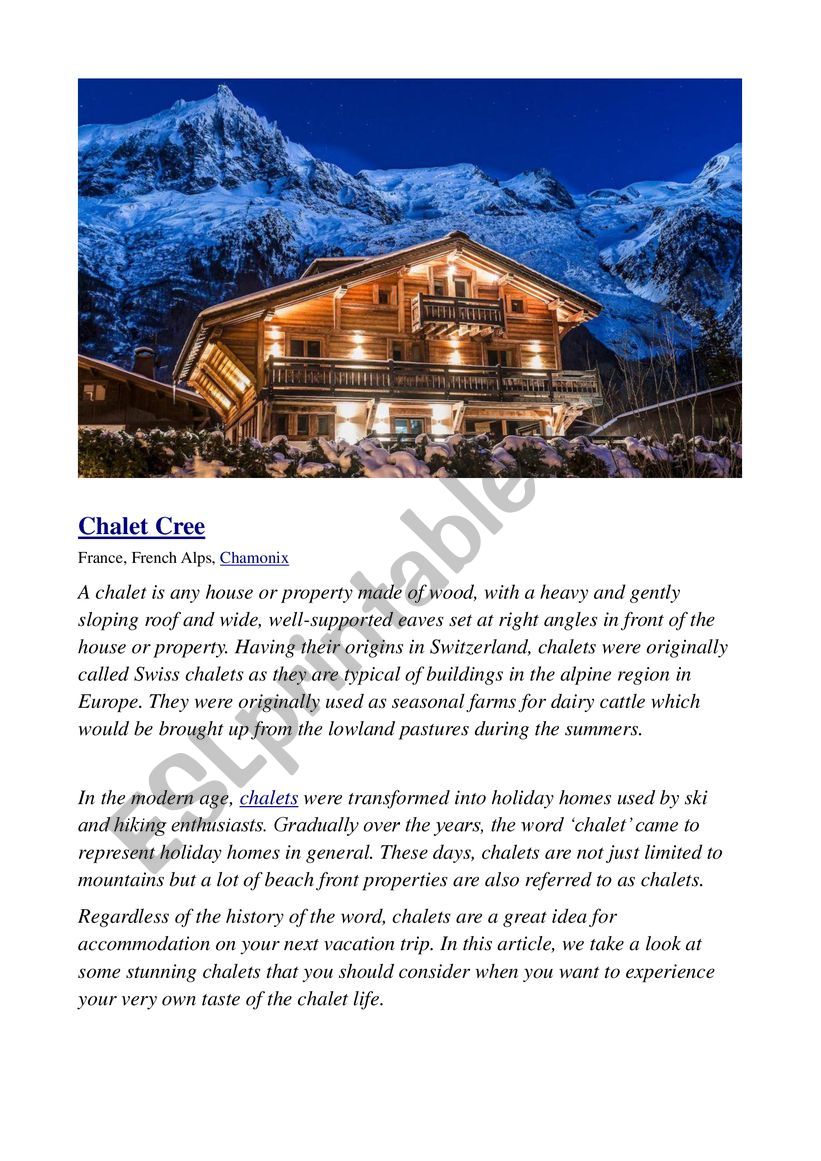 Understanding a renting service for a chalet