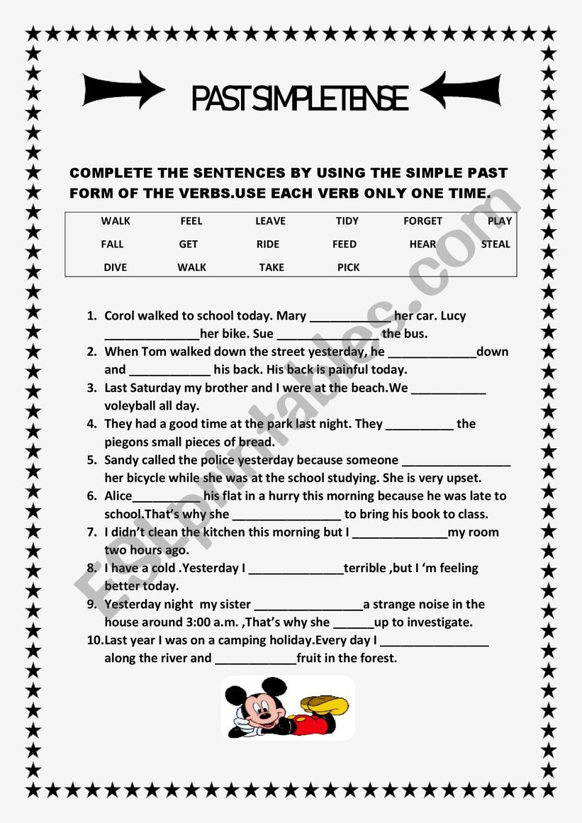 PAST SIMPLE TENSE worksheet