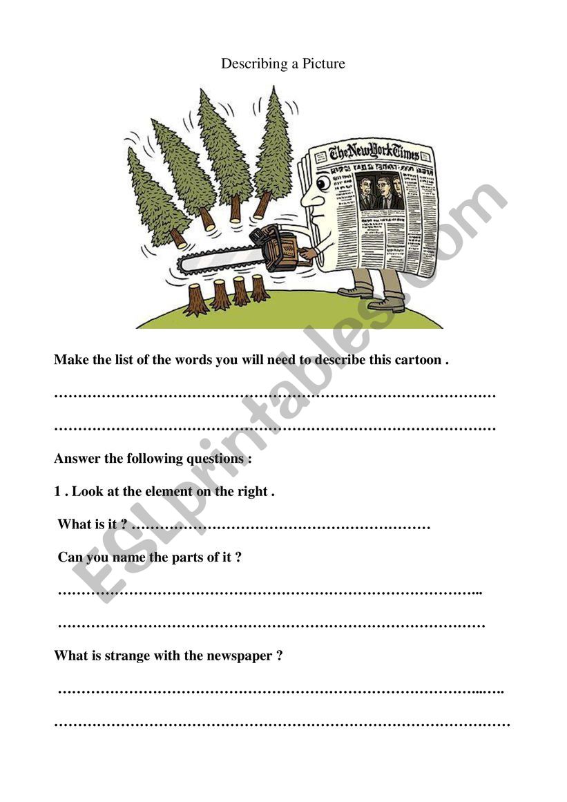 A cartoon about deforestation worksheet