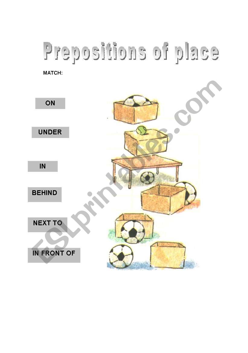 Prepositions of place worksheet