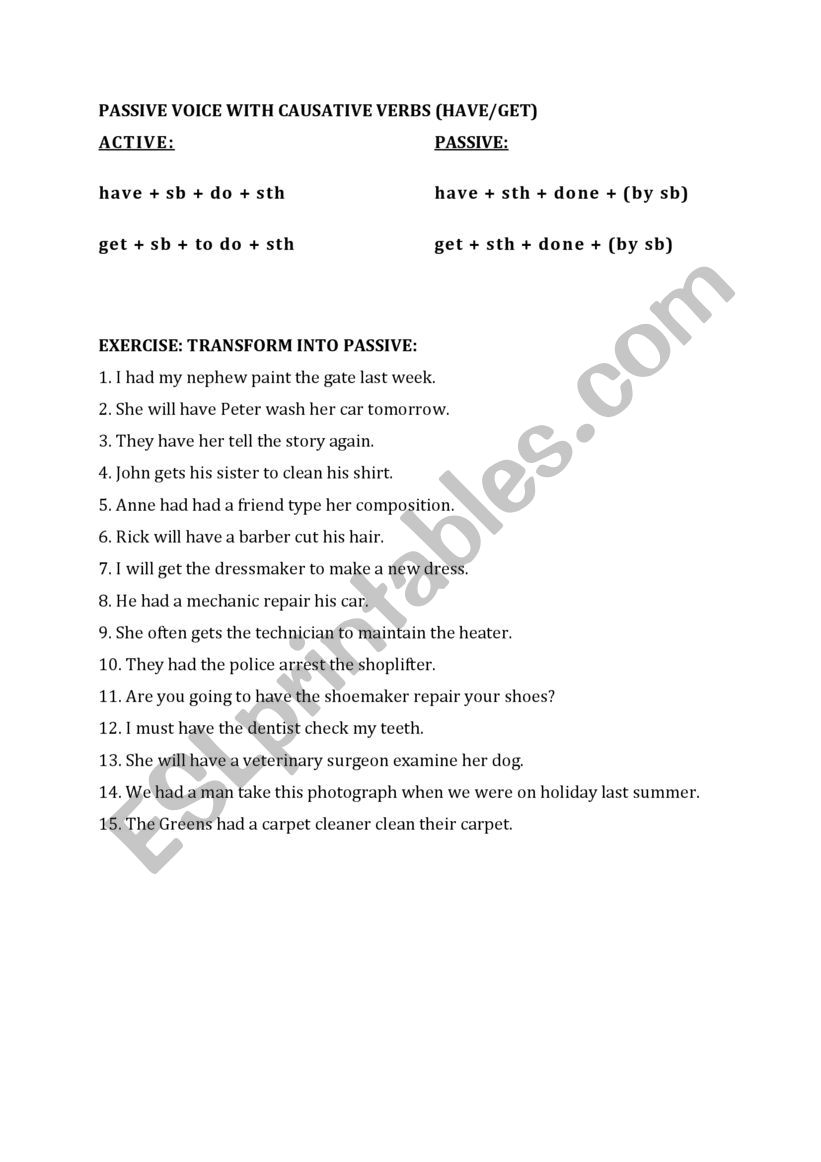 PASSIVE VOICE WITH CAUSATIVE VERBS