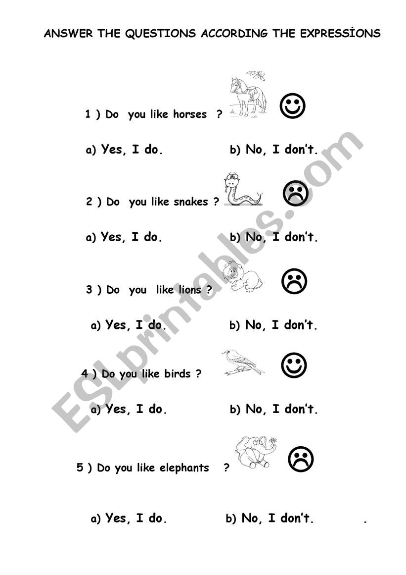 ANIMALS worksheet