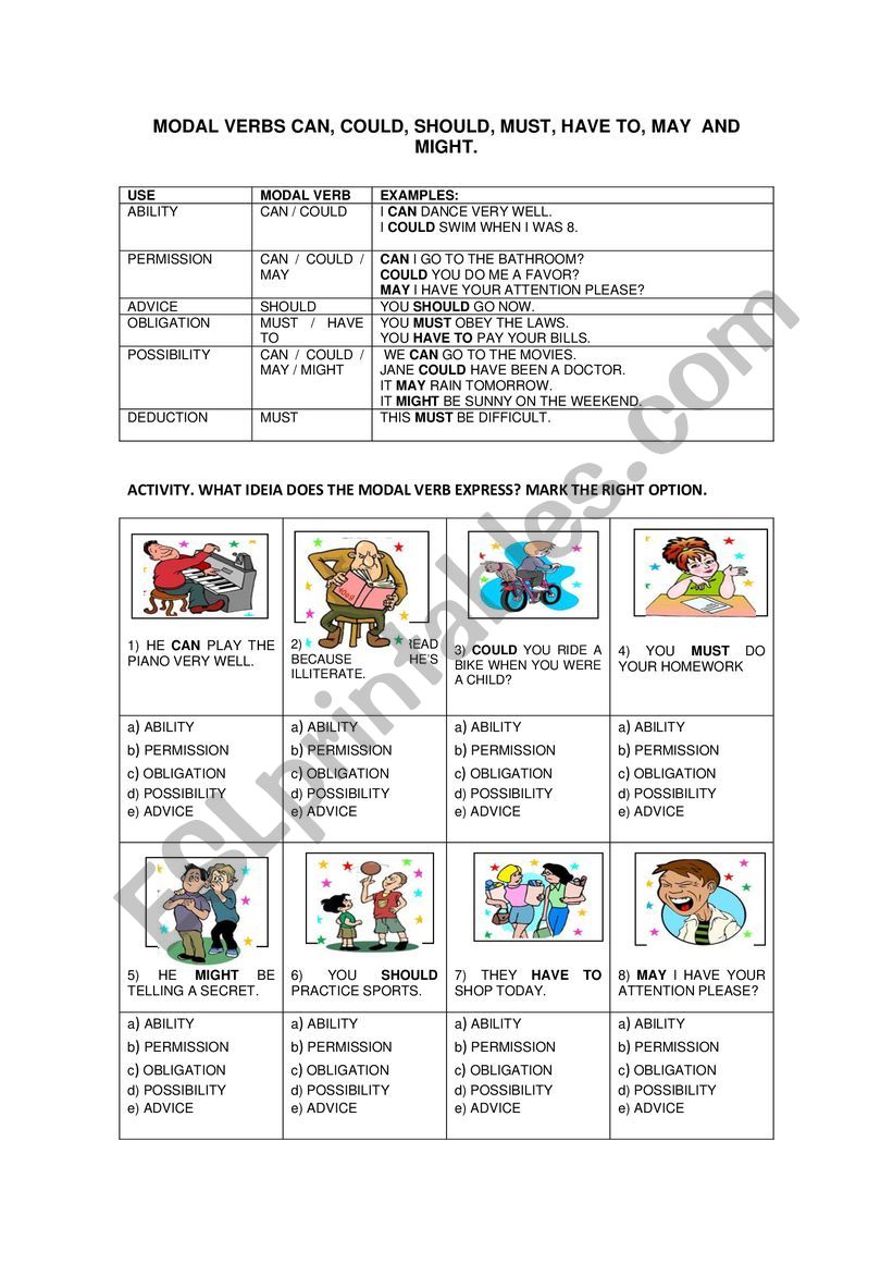 MODAL VERBS worksheet