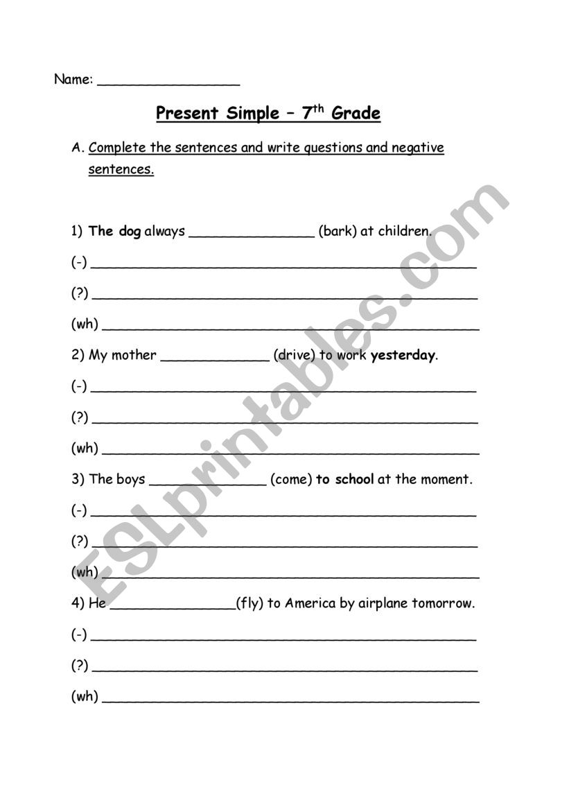 Present Simple  worksheet