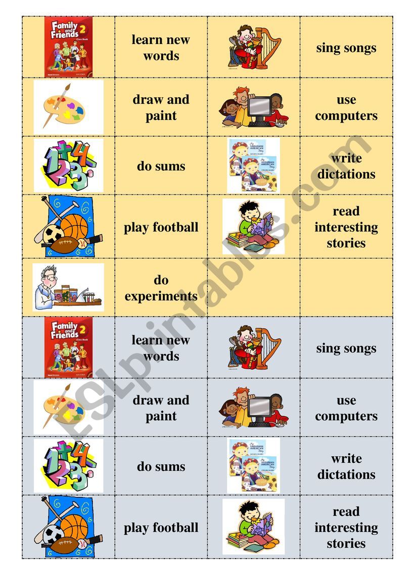 School subjects (activities) worksheet