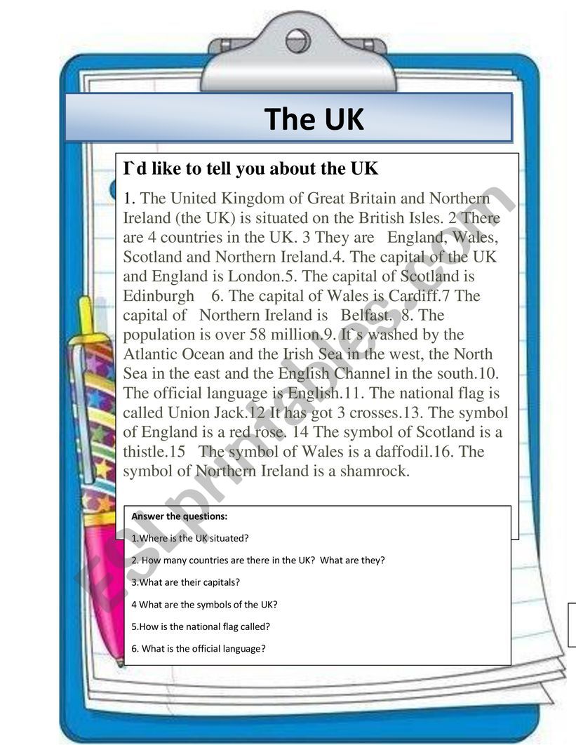 The UK worksheet