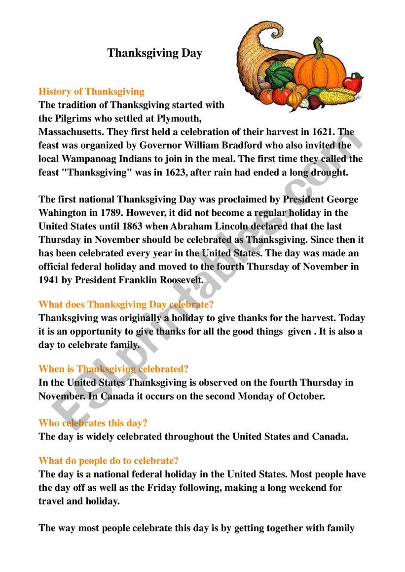 Thanksgiving worksheet