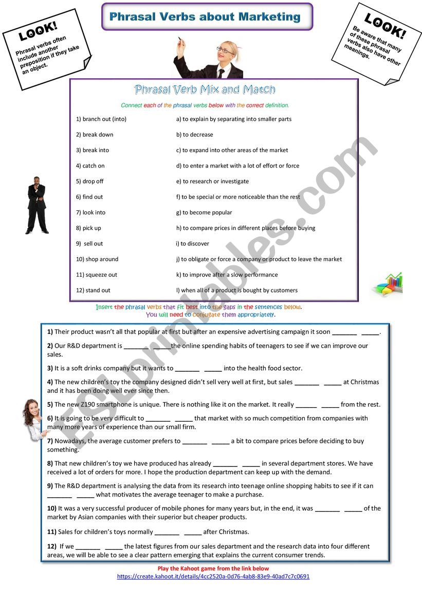 Phrasal Verbs about Marketing worksheet