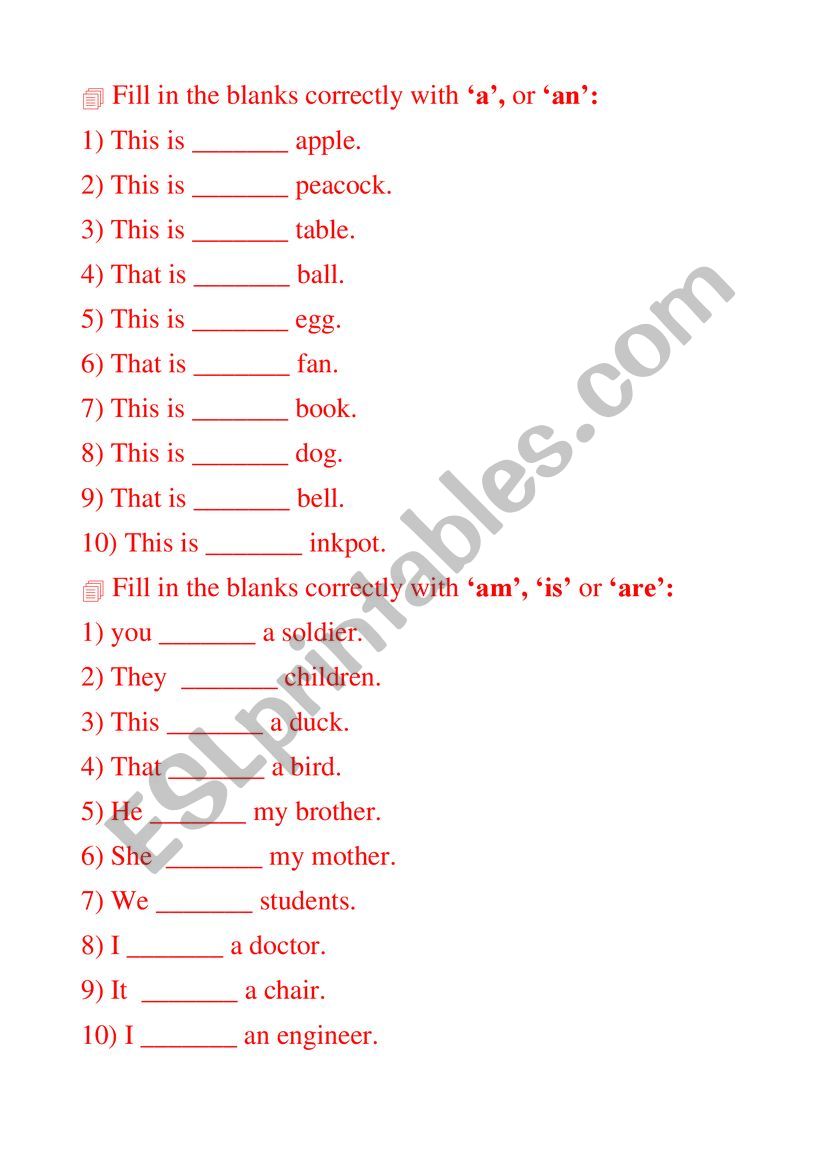 Verb to Be Present  worksheet