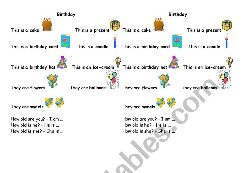 Birthday worksheet