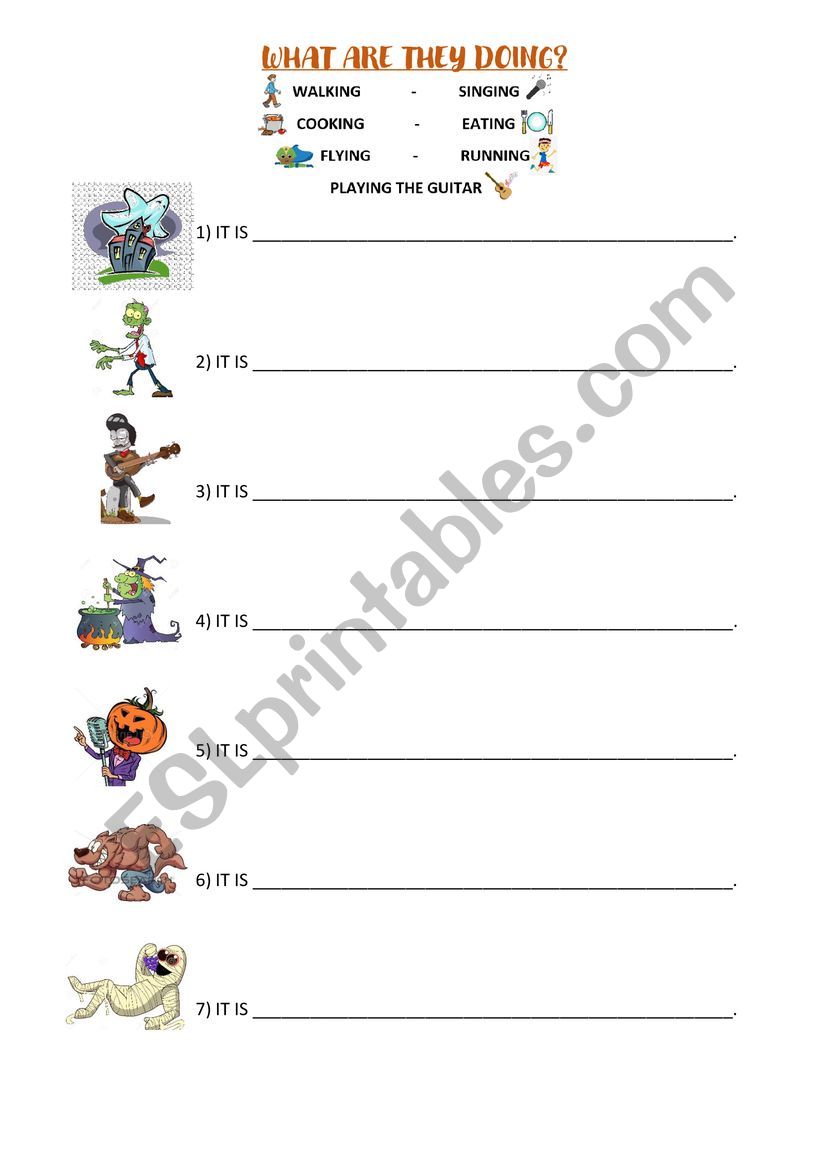 Halloween Present Continuous worksheet