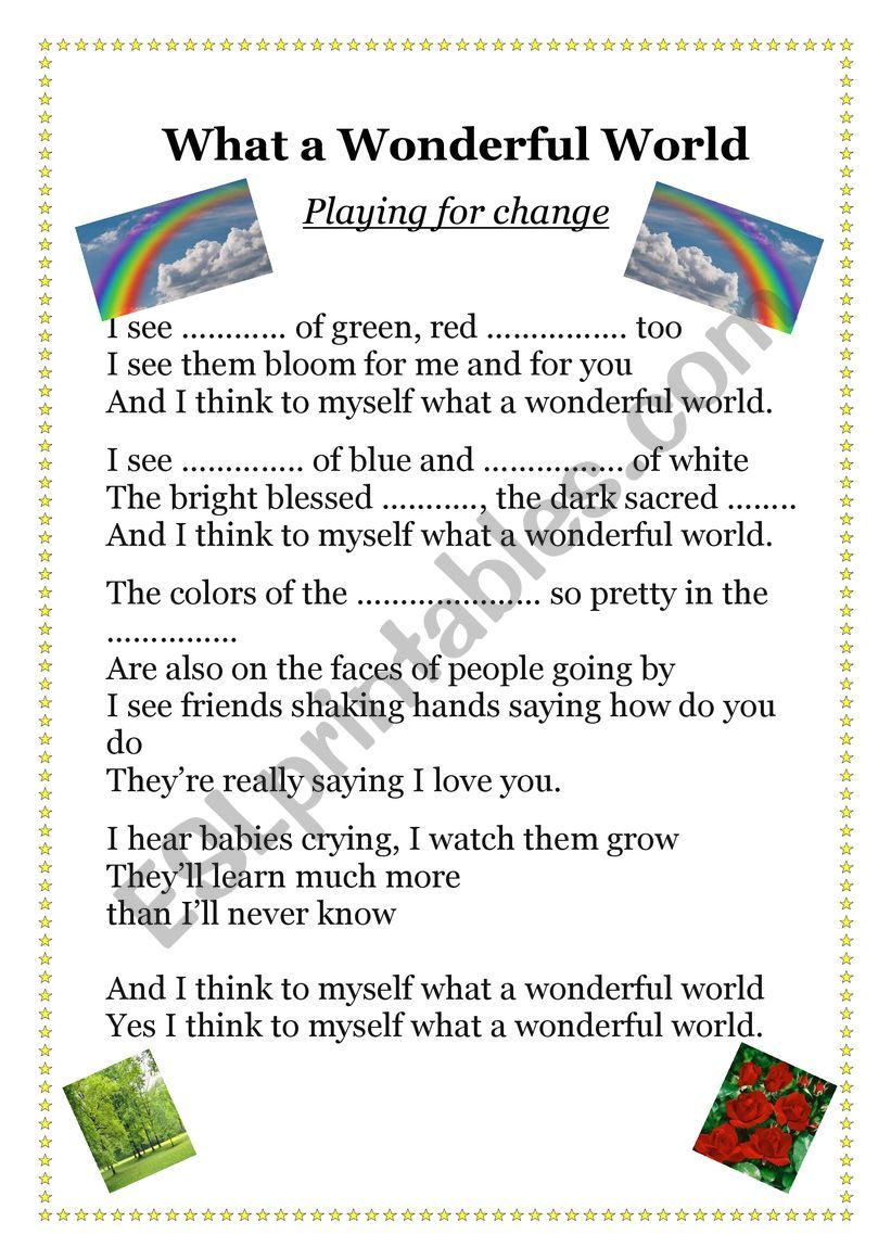 What a wonderful world  worksheet