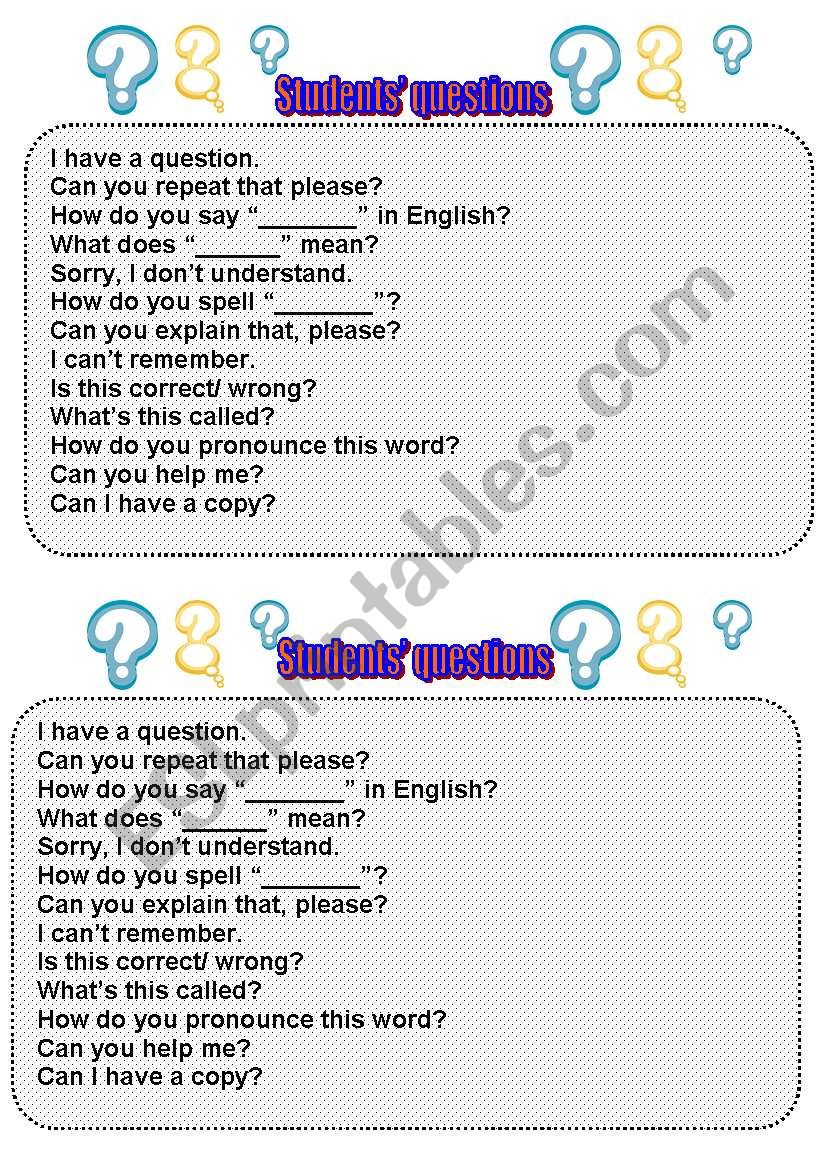 Classroom Language  worksheet
