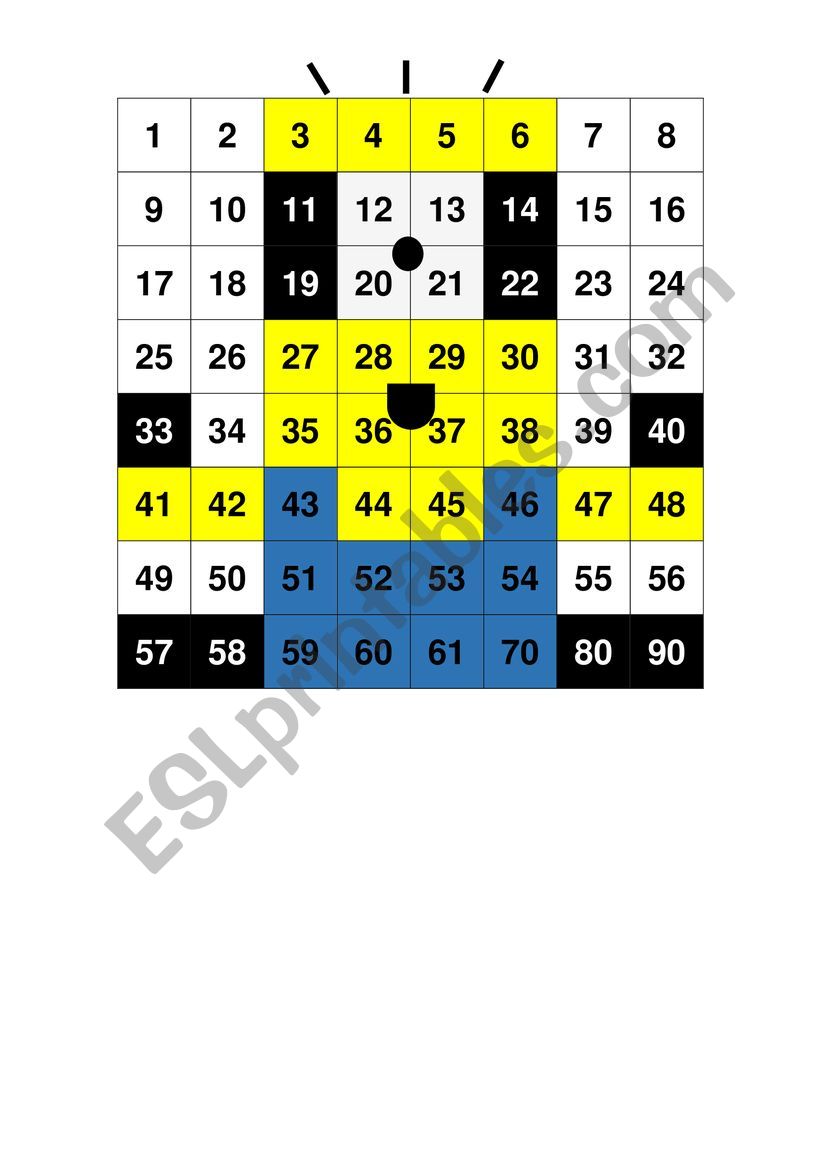90 Number chart hidden image of minion