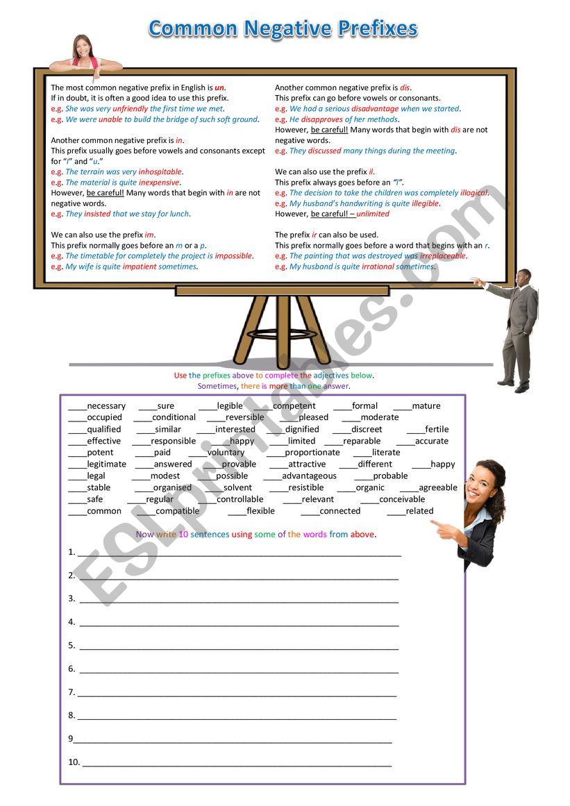 Common Negative Prefixes worksheet