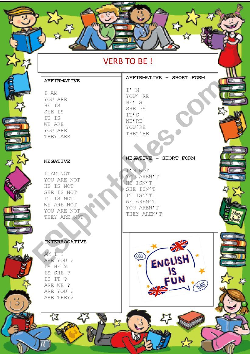 THE VERB TO BE  worksheet