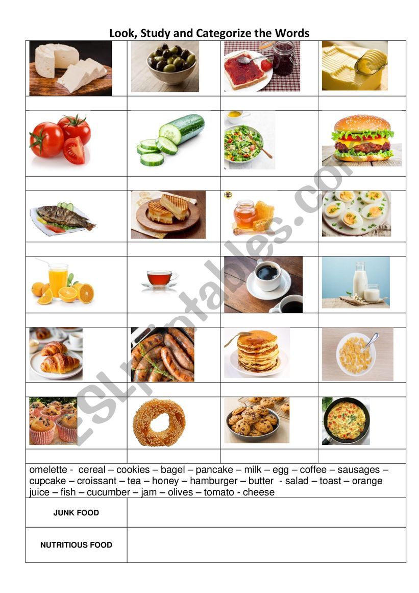 Food and Drinks Pictionary worksheet
