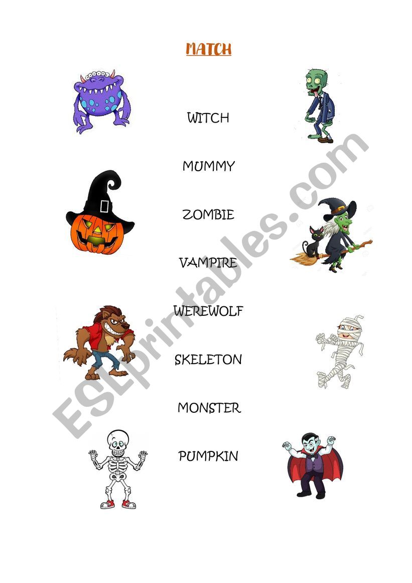 Halloween Matching activity worksheet