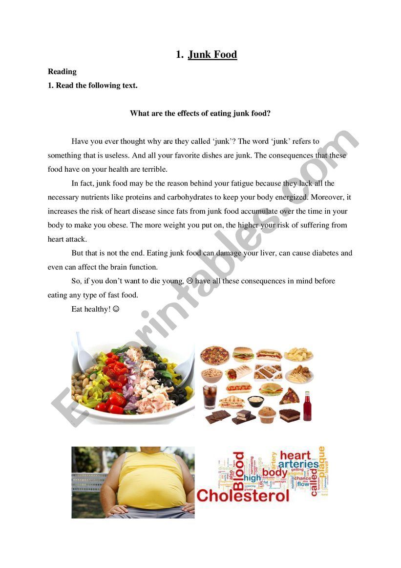 JUNK FOOD worksheet