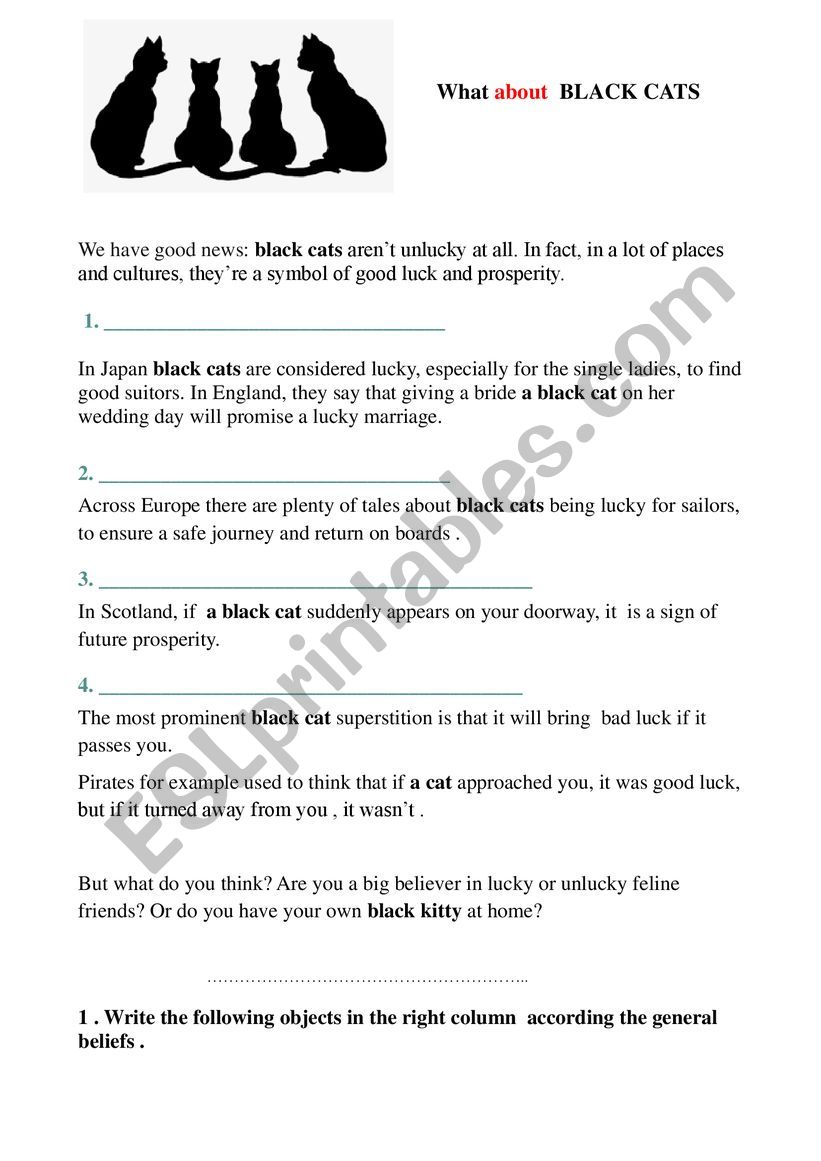 What about Black Cats  worksheet
