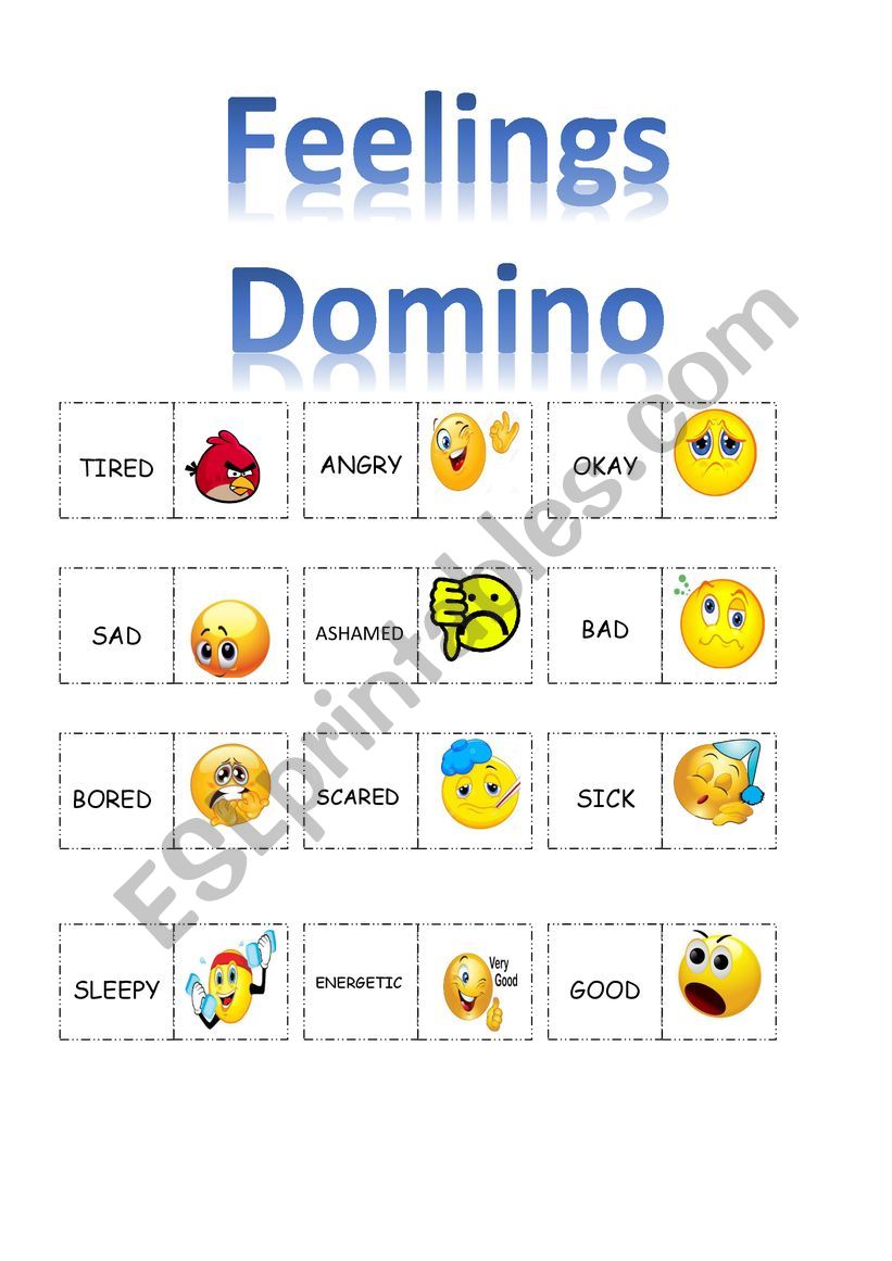 domino activites with emotions and feelings