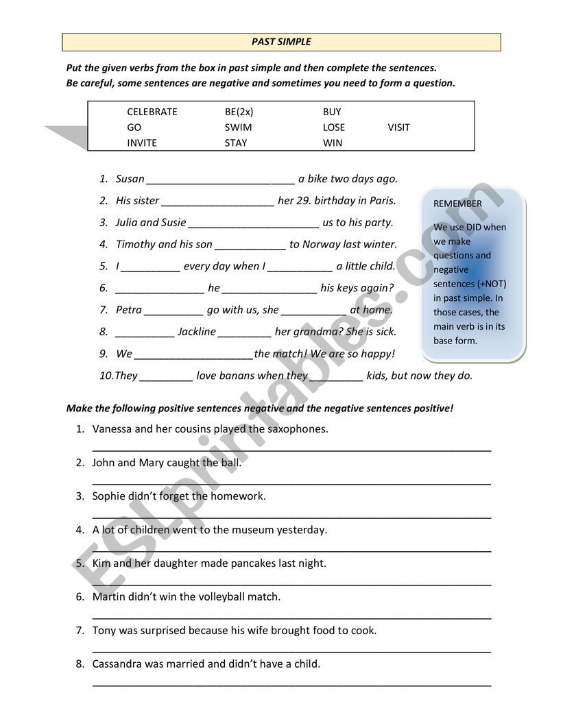 Past Simple worksheet