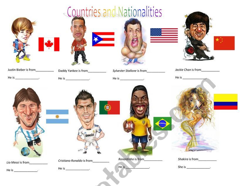 Countries and natioanlities worksheet