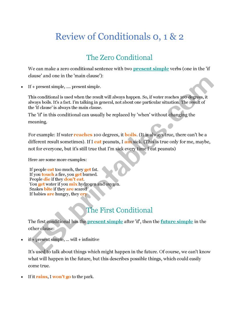 Conditionals worksheet