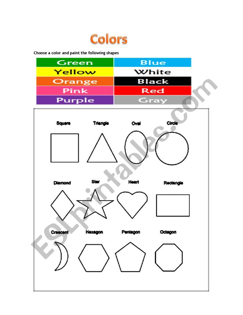 colors worksheet