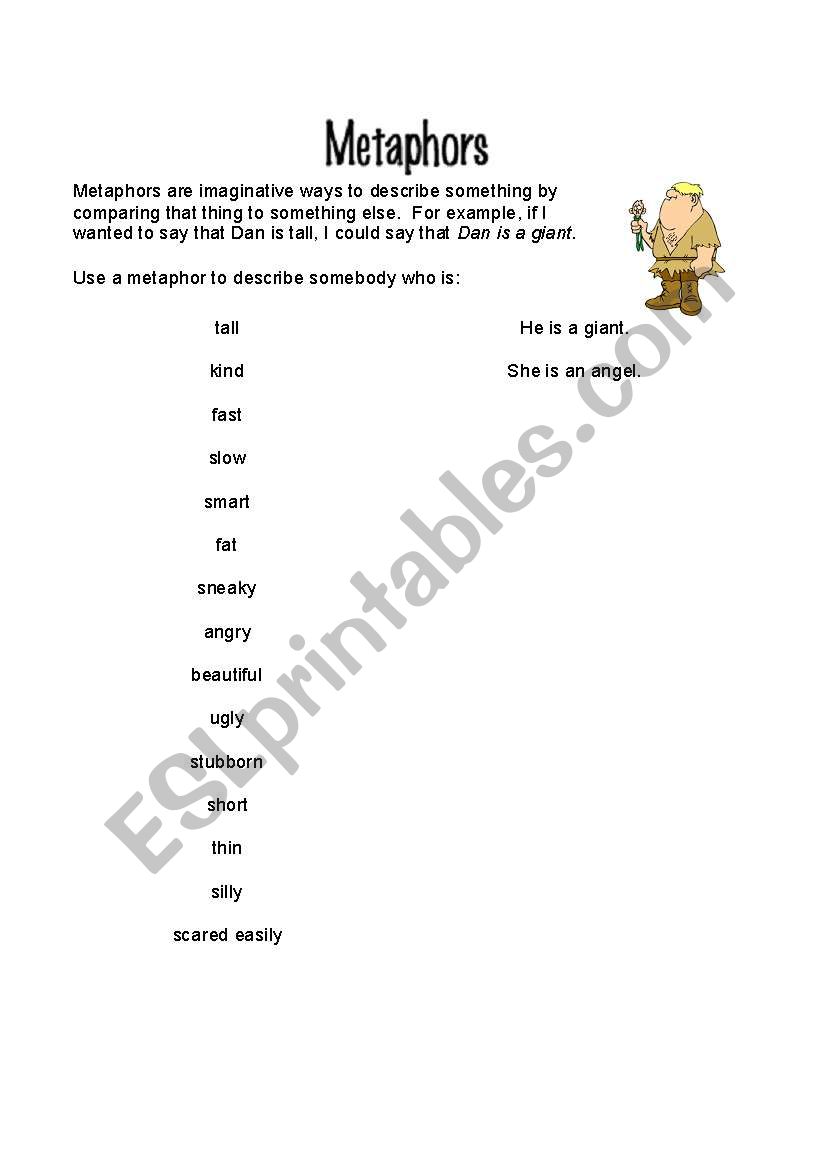 Metaphors worksheet