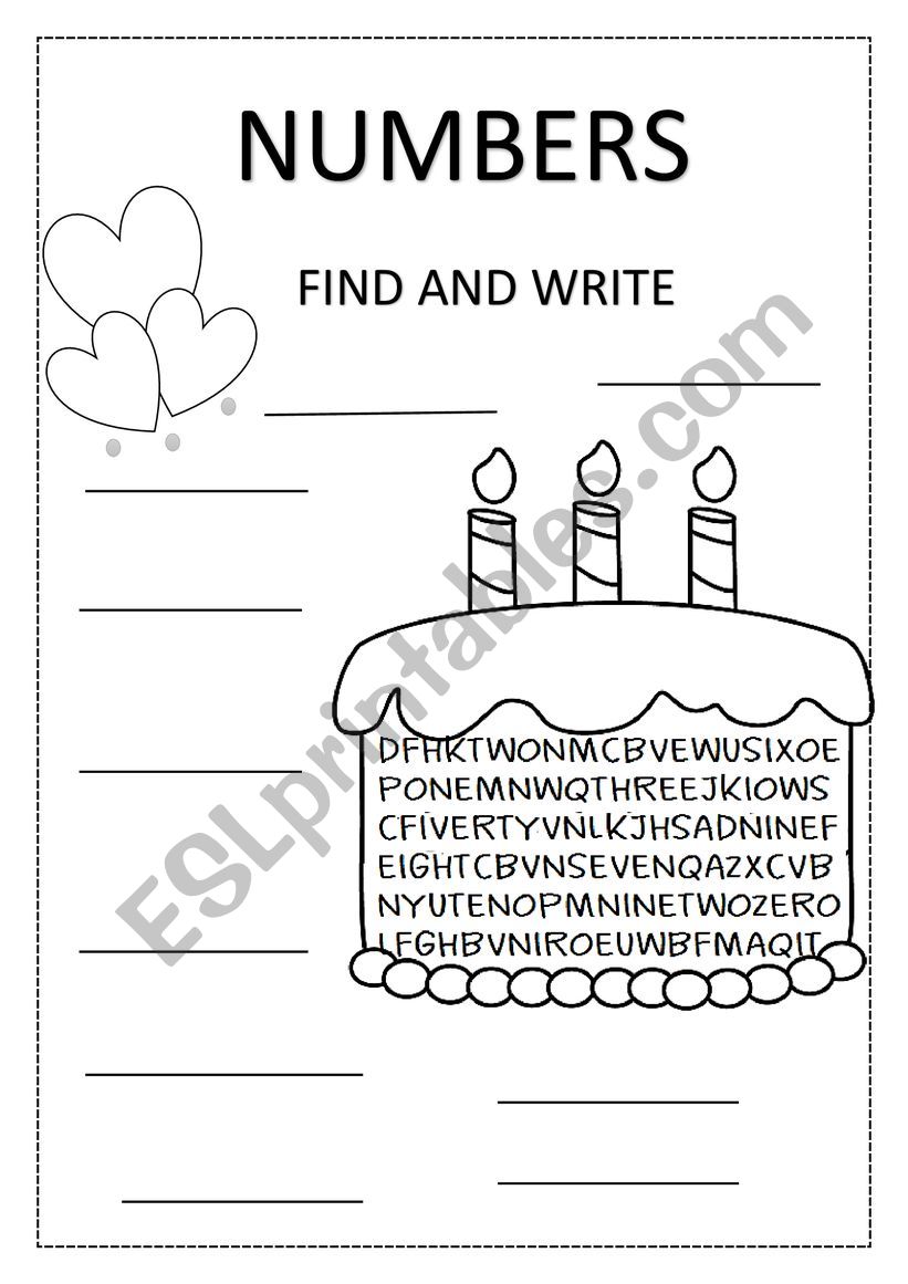 NUMBERS worksheet