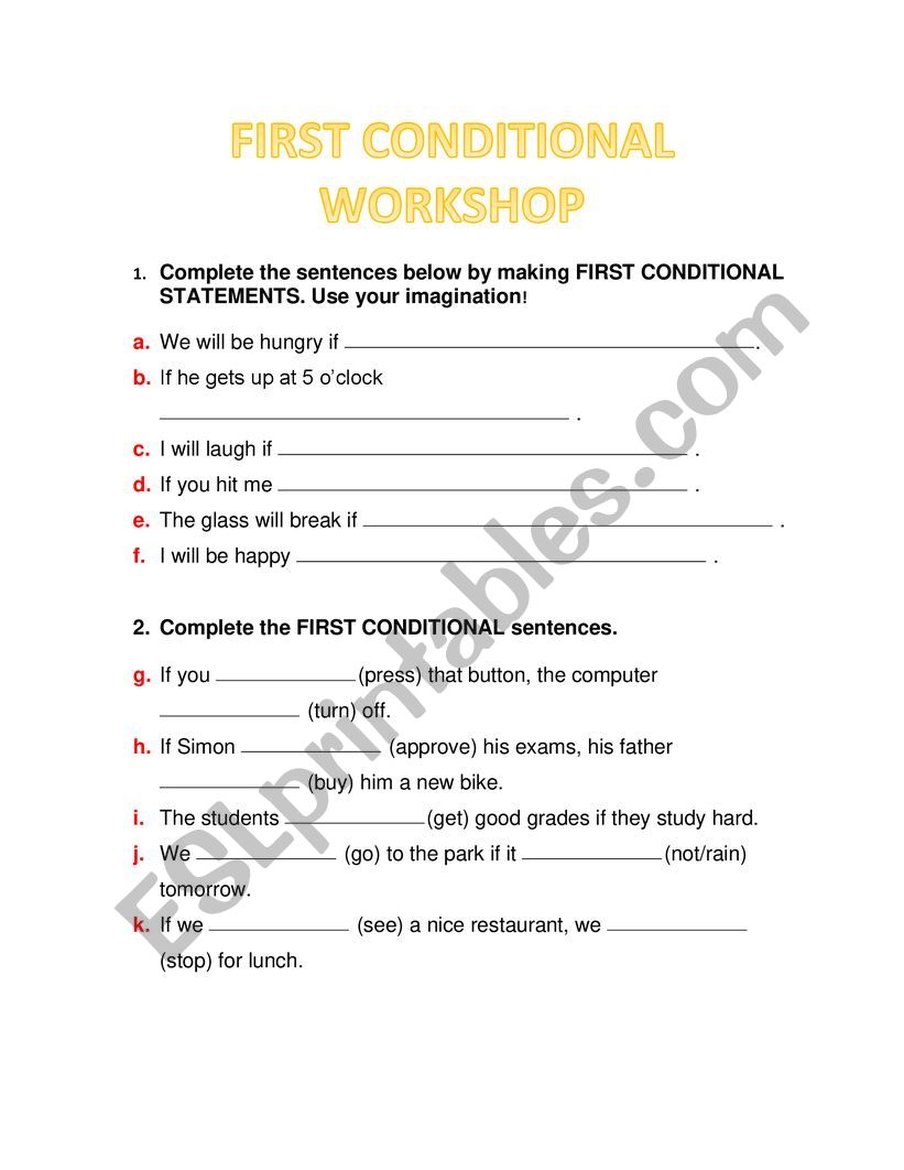 FIRST CONDITIONAL  worksheet