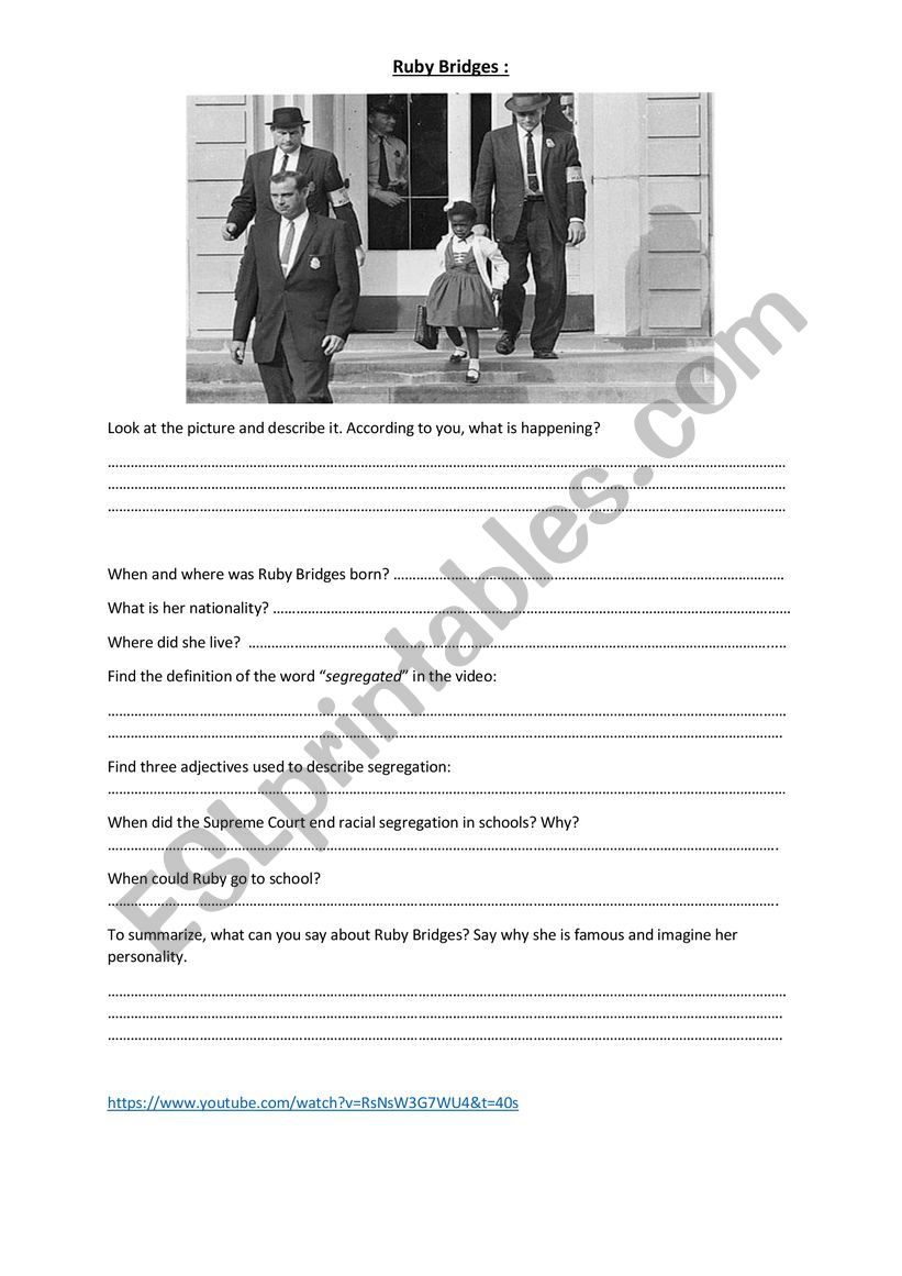 Ruby Bridges worksheet