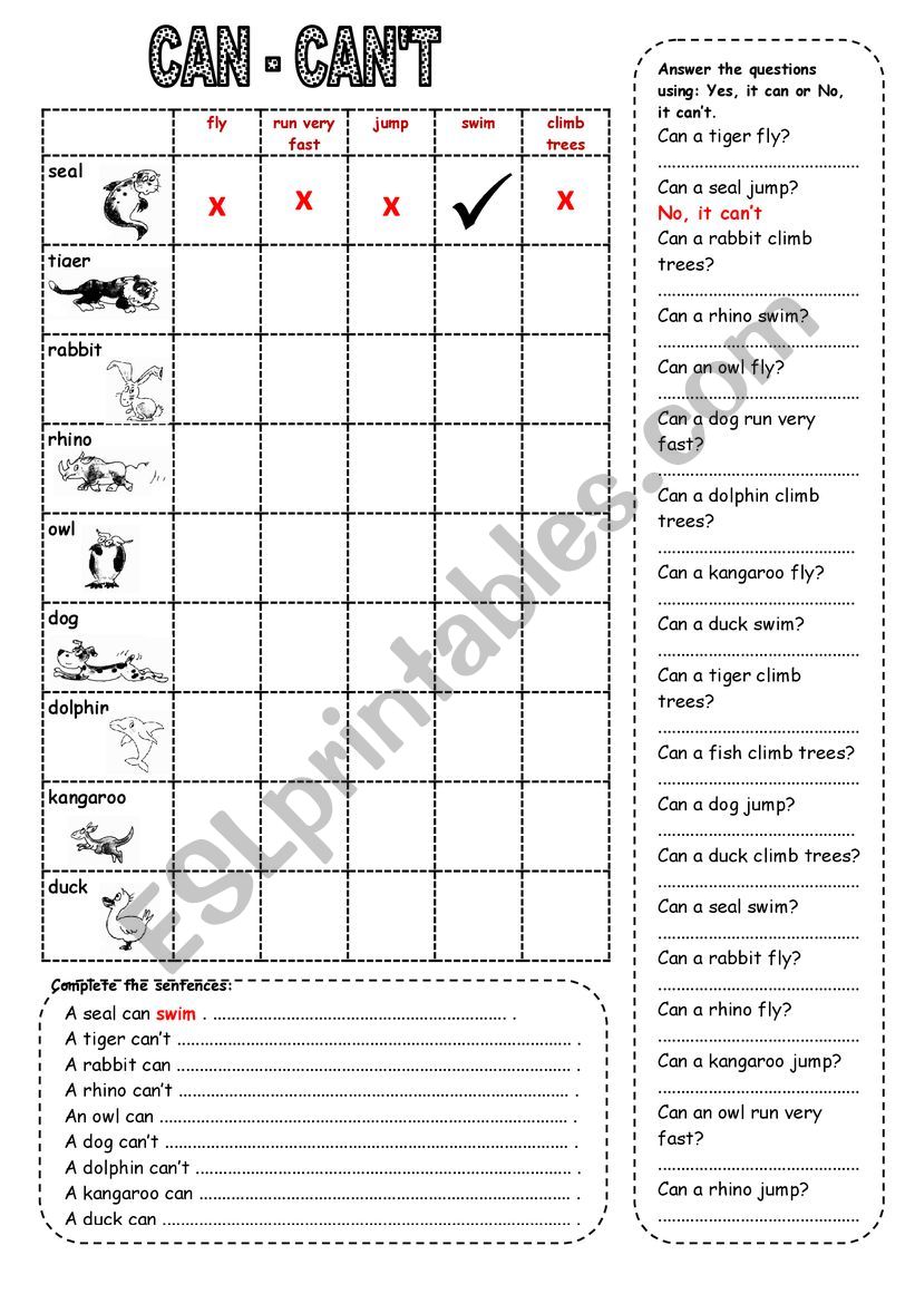 can/canï¿½t worksheet
