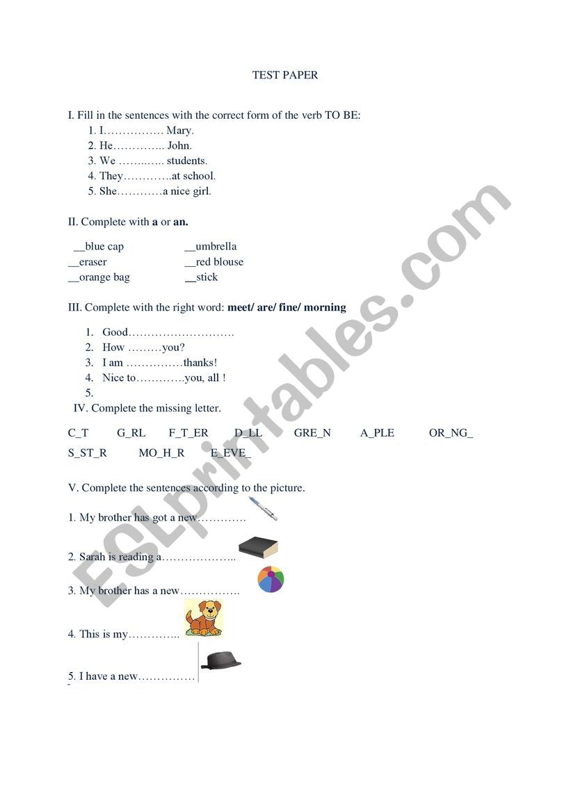 Revision worksheet