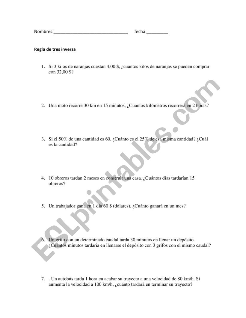 numbers worksheet