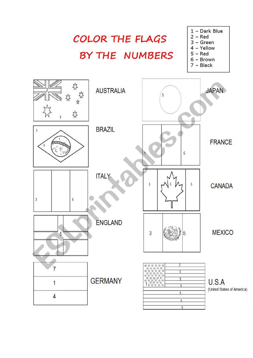 Flags worksheet