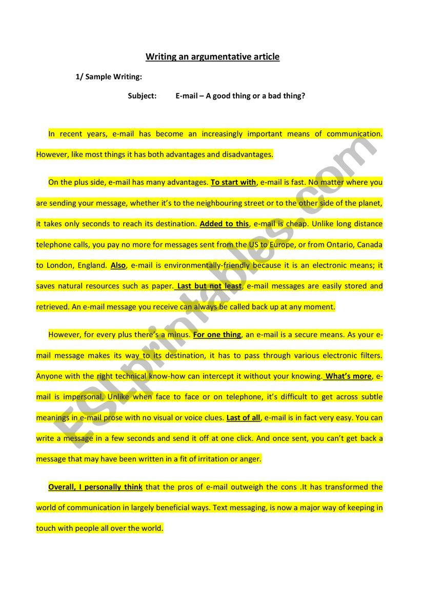 How to write an Argumentative Article?