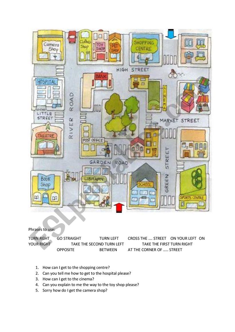GIVING DIRECTIONS worksheet