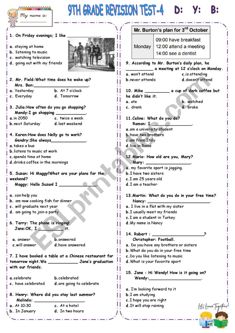 Multiple Choice Test-4 (2pages) 35 Questions
