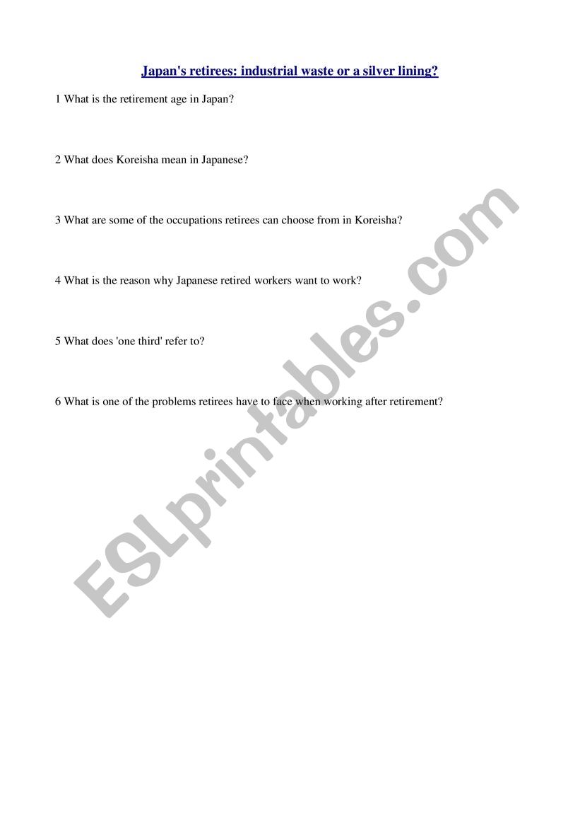 Retirement worksheet