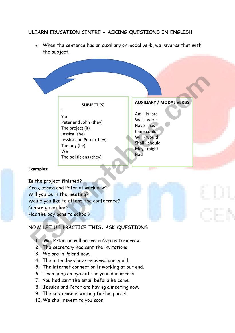 Asking Questions in English!  worksheet