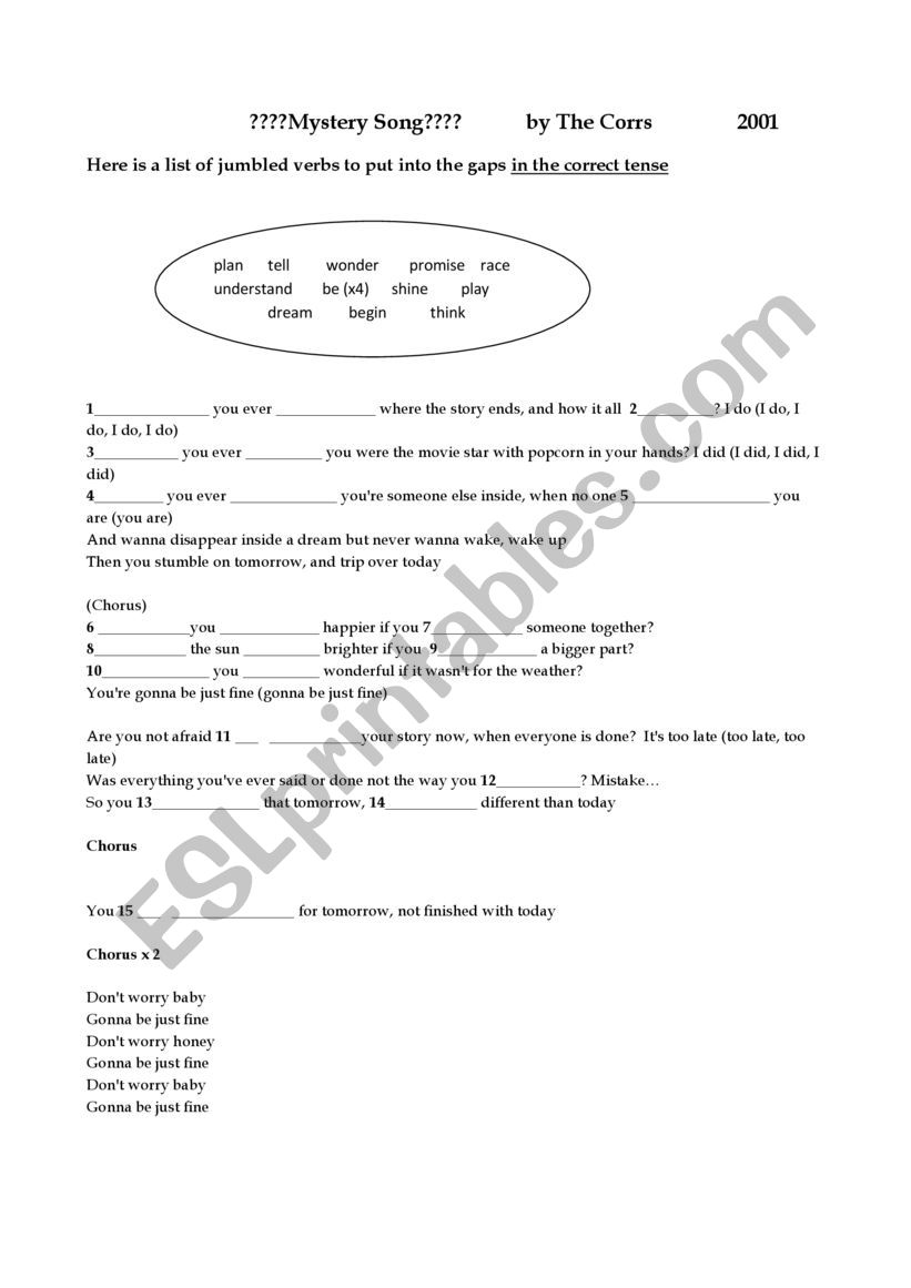Mystery Song worksheet