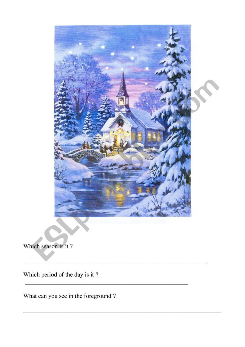Describe a winter landscape worksheet