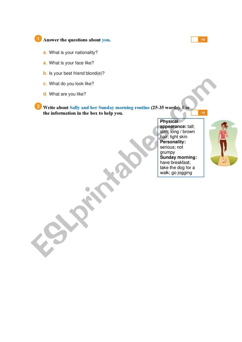 Physical description worksheet