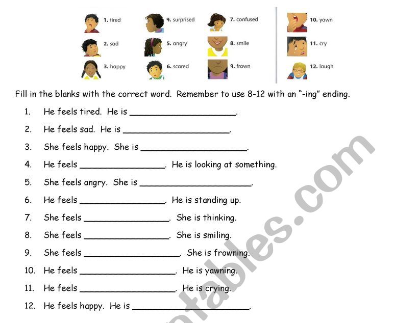 Feelings worksheet