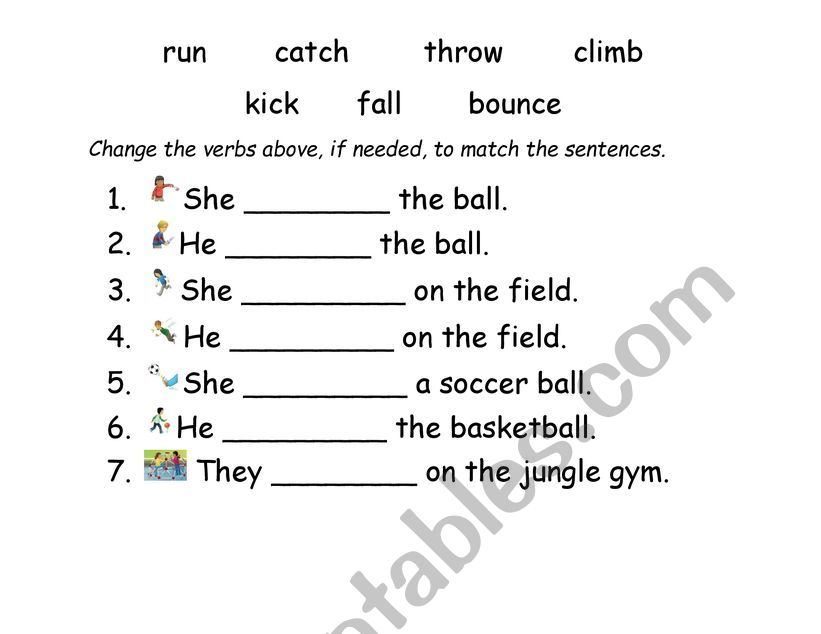 Action Verbs worksheet