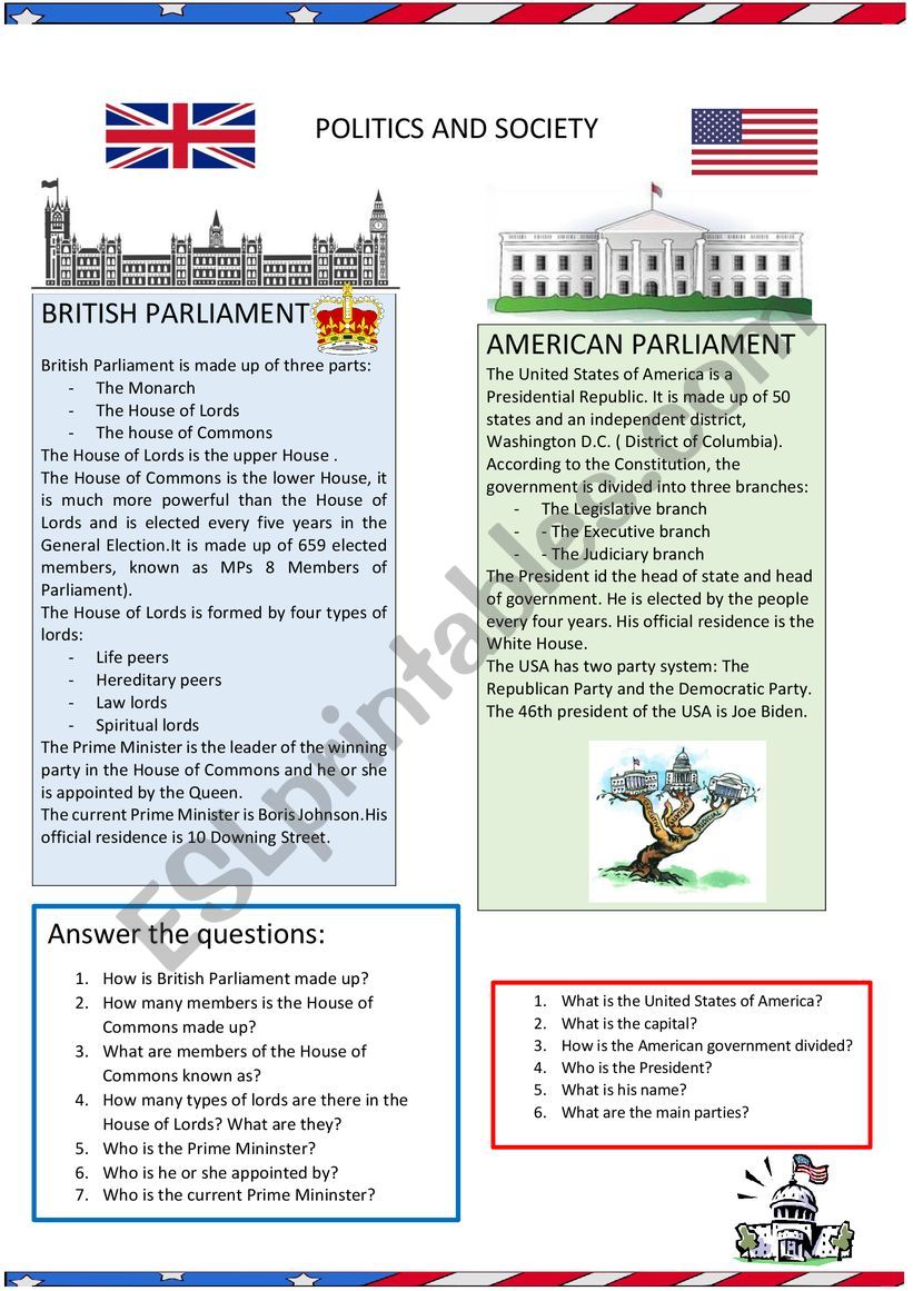 Politics and Society worksheet