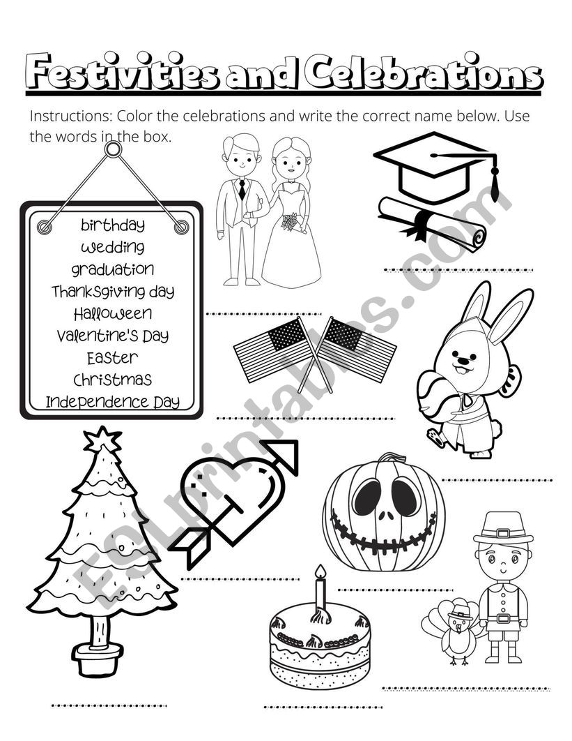 Festivities and Celebrations worksheet