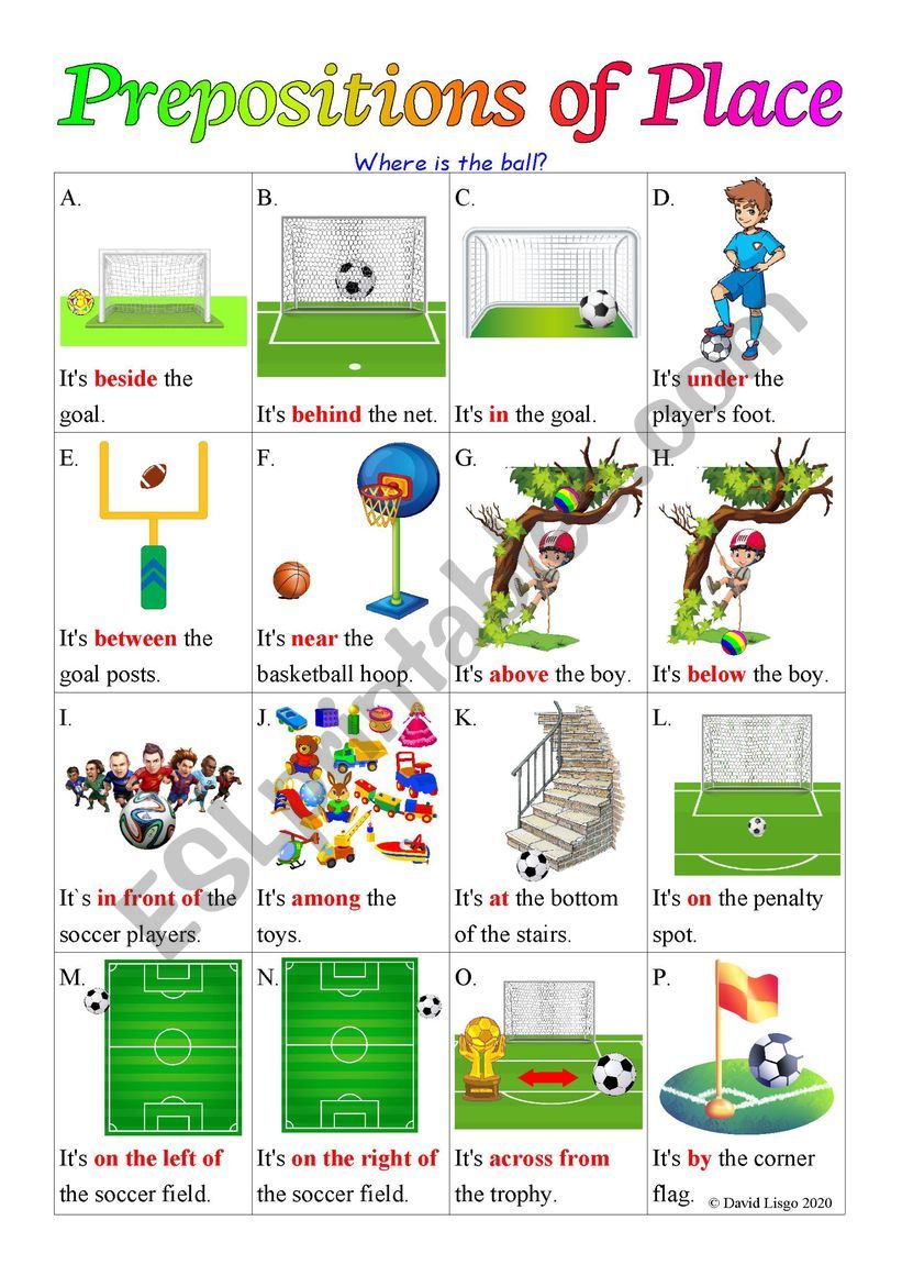 Prepositions of Place: Poster worksheet